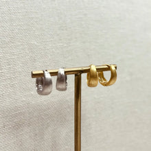 Load image into Gallery viewer, Brushed Gold Vermeil / Sterling Silver Matte Huggies