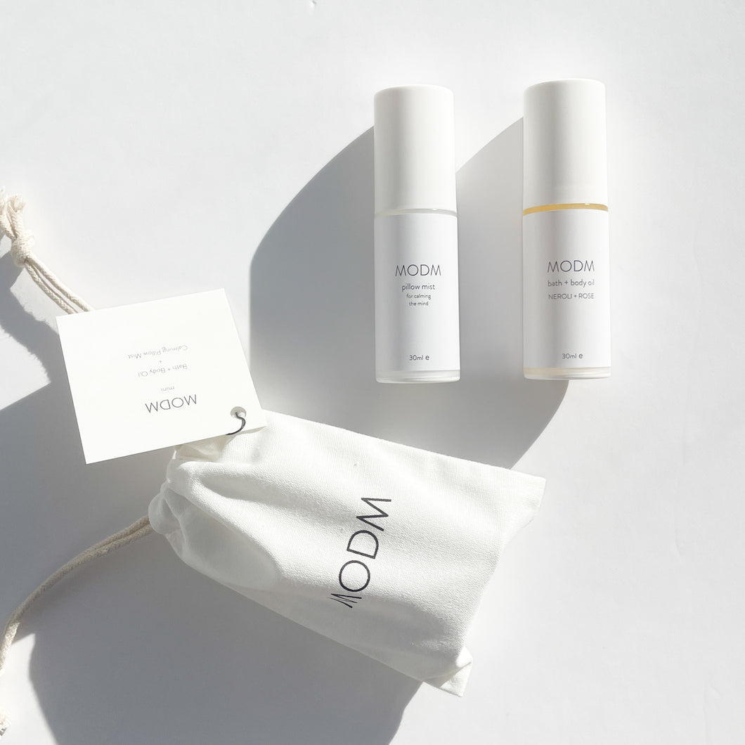 MODM Mini Calming Set - Mini Pillow Mist + Mini Bath + Body Oil