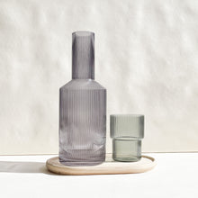 Load image into Gallery viewer, Grey Glass Ribbed Carafe + Vessel
