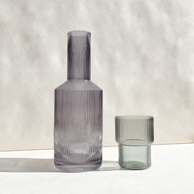 Load image into Gallery viewer, Grey Glass Ribbed Carafe + Vessel
