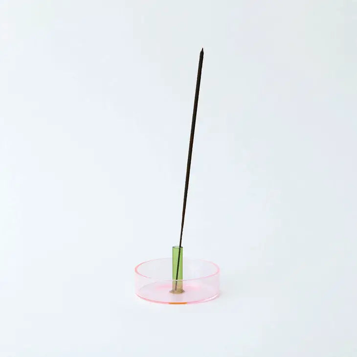 Duo Tone Glass Incense Holder Pink + Green