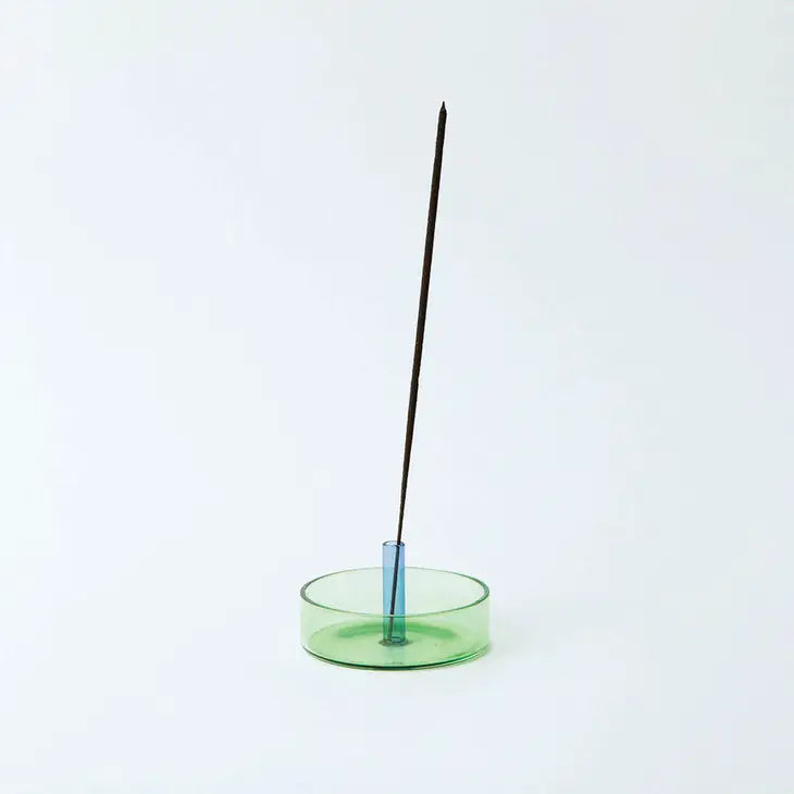 Duo Tone Glass Incense Holder Green + Blue